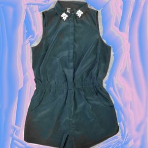 SOLD!! Forever 21 Black Romper with Jeweled Collar